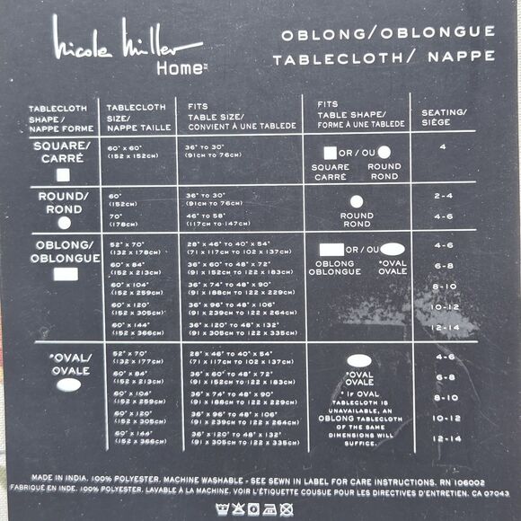 Nicole Miller Autumn Floral‎ Tablecloth 60x84in Oblong Multi - Picture 5 of 11